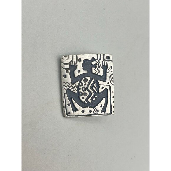Alice Seely Pewter Fetishes Brooch Pin 1998 Vtg Boho Petroglyph Style Abstract - Picture 3 of 8